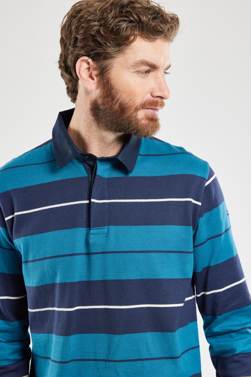 Polo rayé tricolore - coton rustique