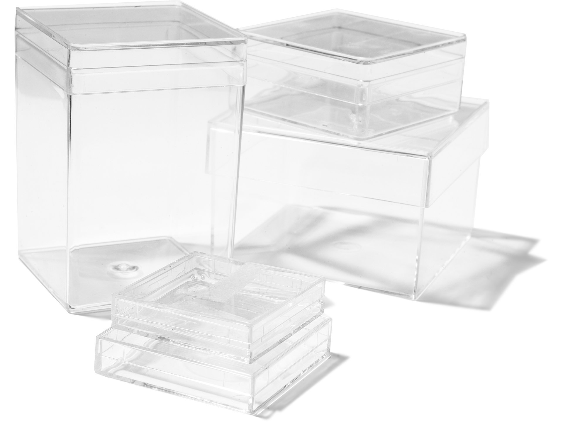 Kunststoffdosen transparent, quadratisch