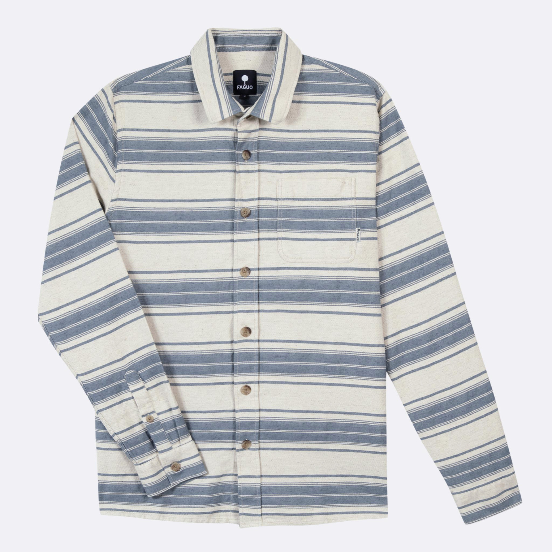Chemise rayée bleu marine & écrue coton & lin - modèle signy