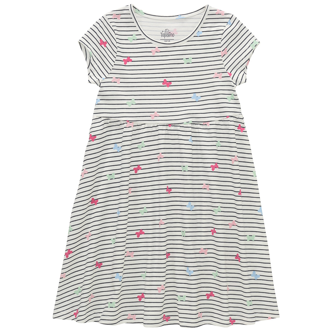 Topolino Mädchen Kleid mit Schmetterling-Allover weiss / dunkelblau