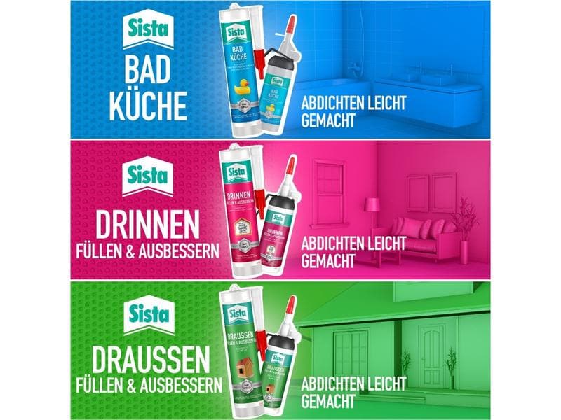 Sista Dichtmasse Bad & Küche 100 ml, Transparent Spachtelmasse