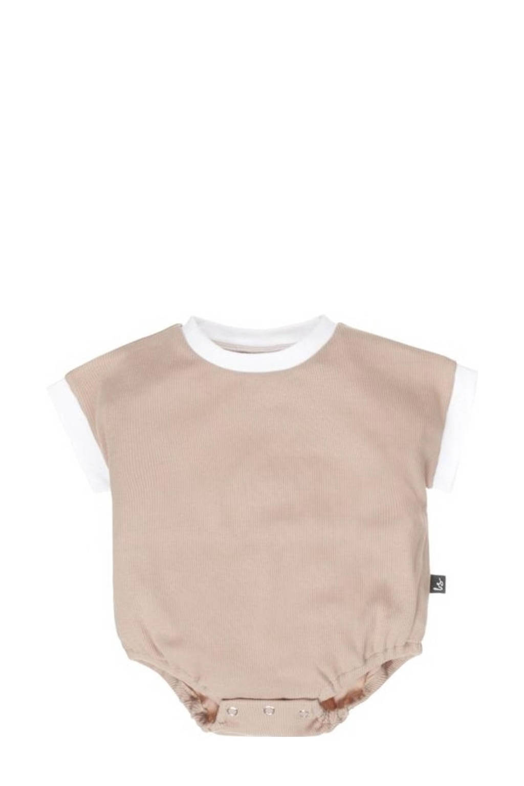 Babystyling romper met bies beige/wit