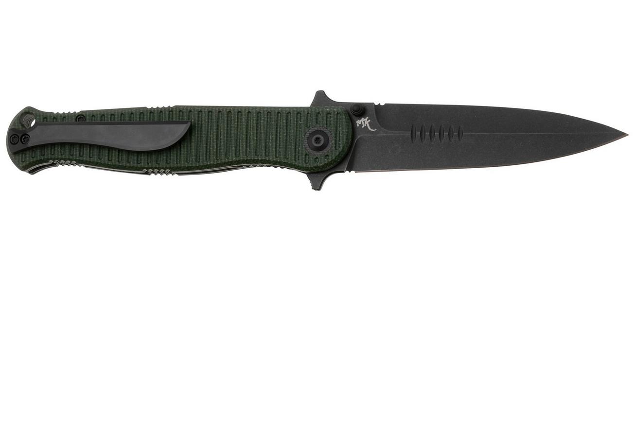Civivi RS71 C23025-3 Blackwashed Nitro-V, Green Canvas Micarta zakmes, Robert Saniscalchi design