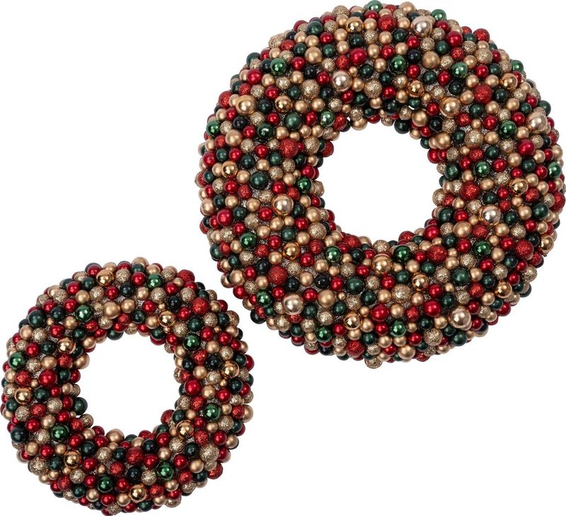 Intratuin - Trevi - Kerstkrans - Rood Lichtgroen Goud - D 33 H 6 cm