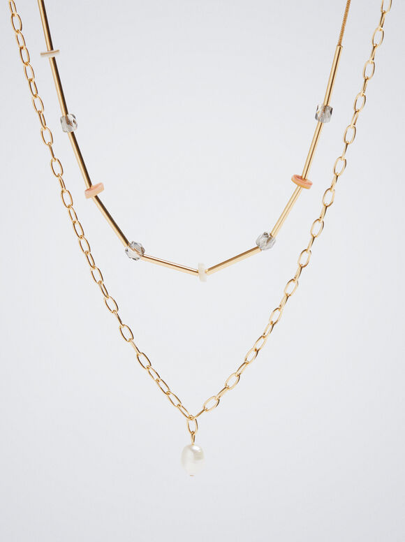 Conjunto de colar de pérolas de água doce - Multicolorido