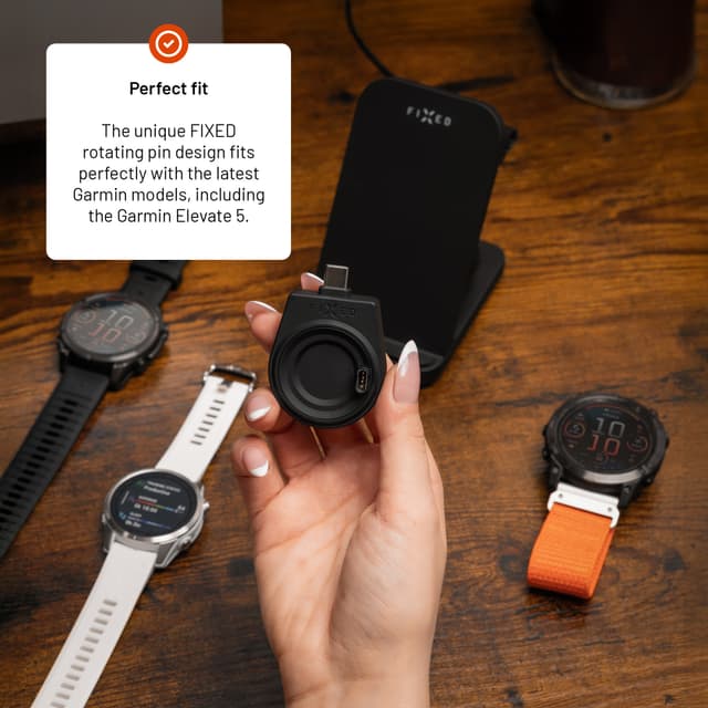 Fixed Garmin Watch trådløs USB-C oplader (sort)