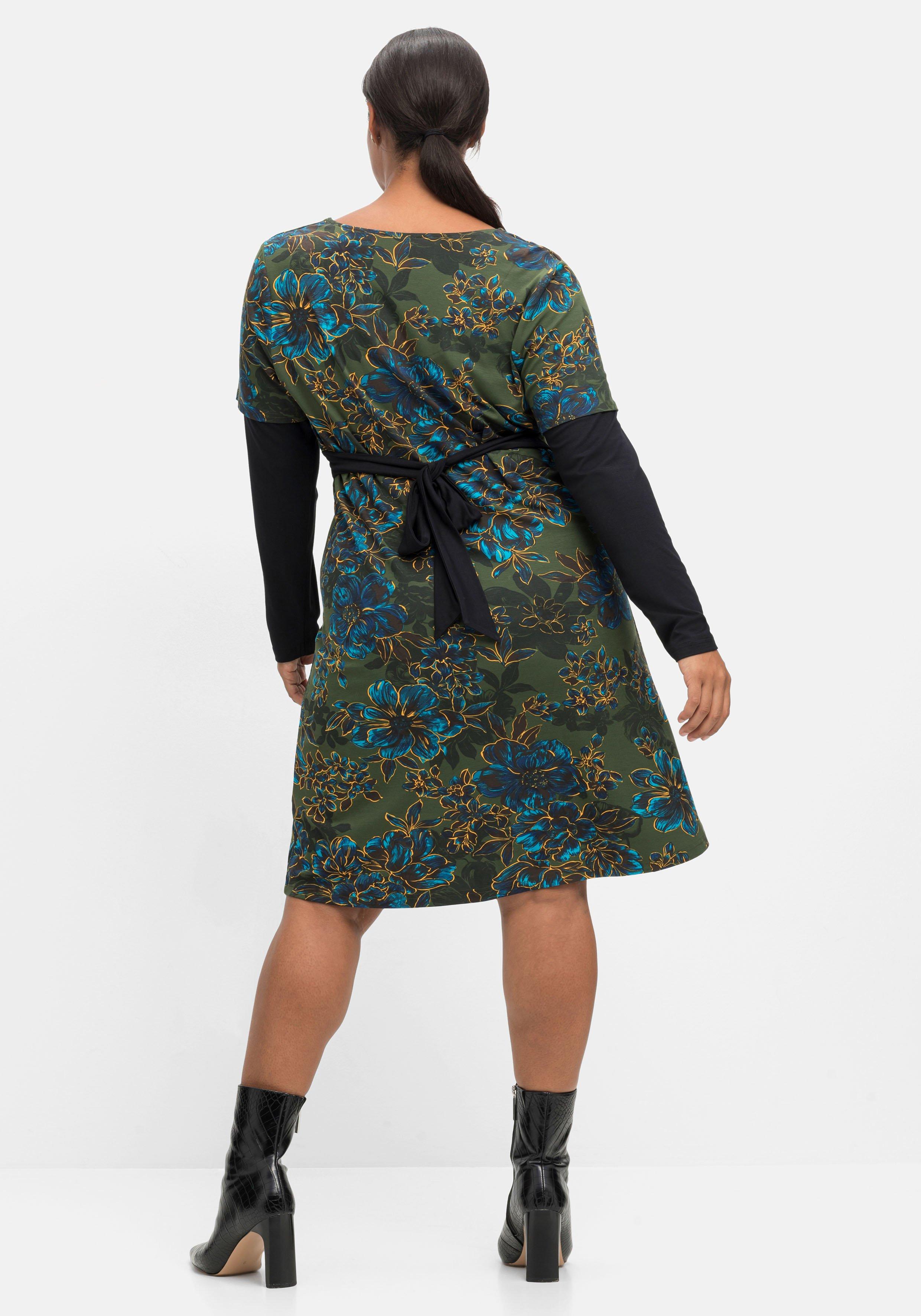 Jerseykleid im Wickelschnitt, mit Blumendruck