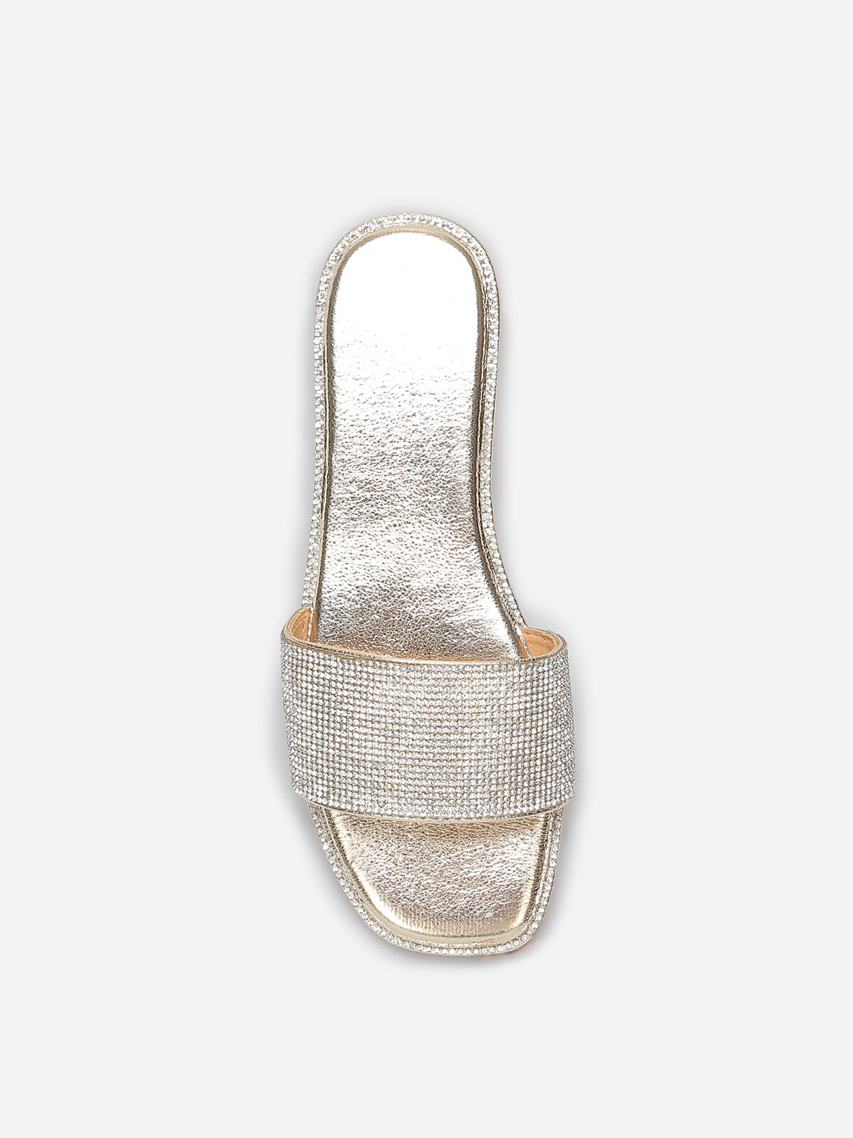 Mules plates à strass- Doré