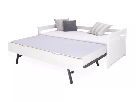 Lit banquette gigogne 80x200 cm bois massif blanc IZAO