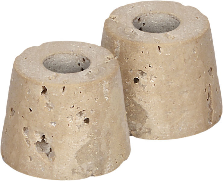 Uyuni Travertine Candleholder mini taper, S, Desert beige, 2-pack, Desert beige