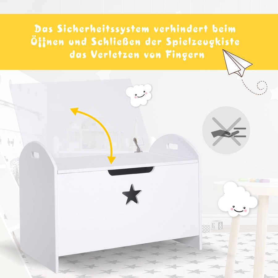 HOMCOM Kinder Spielzeugtruhe weiß