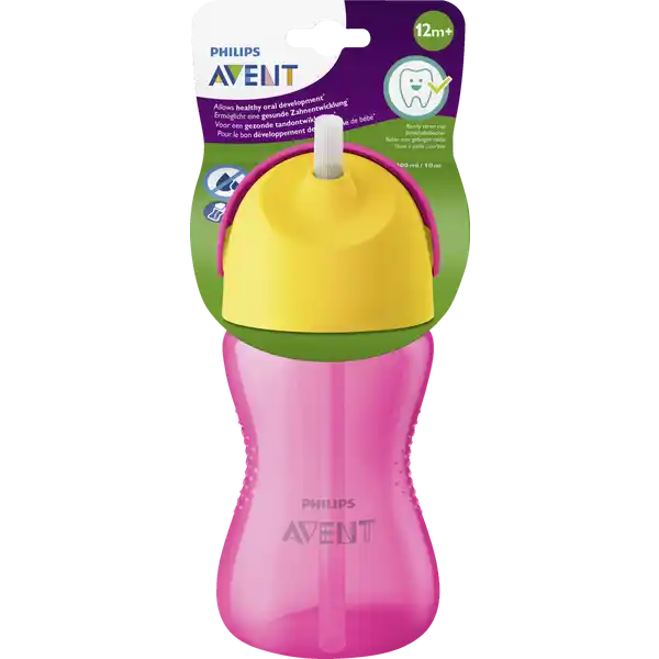 Strohhalmbecher 300 ml rosa