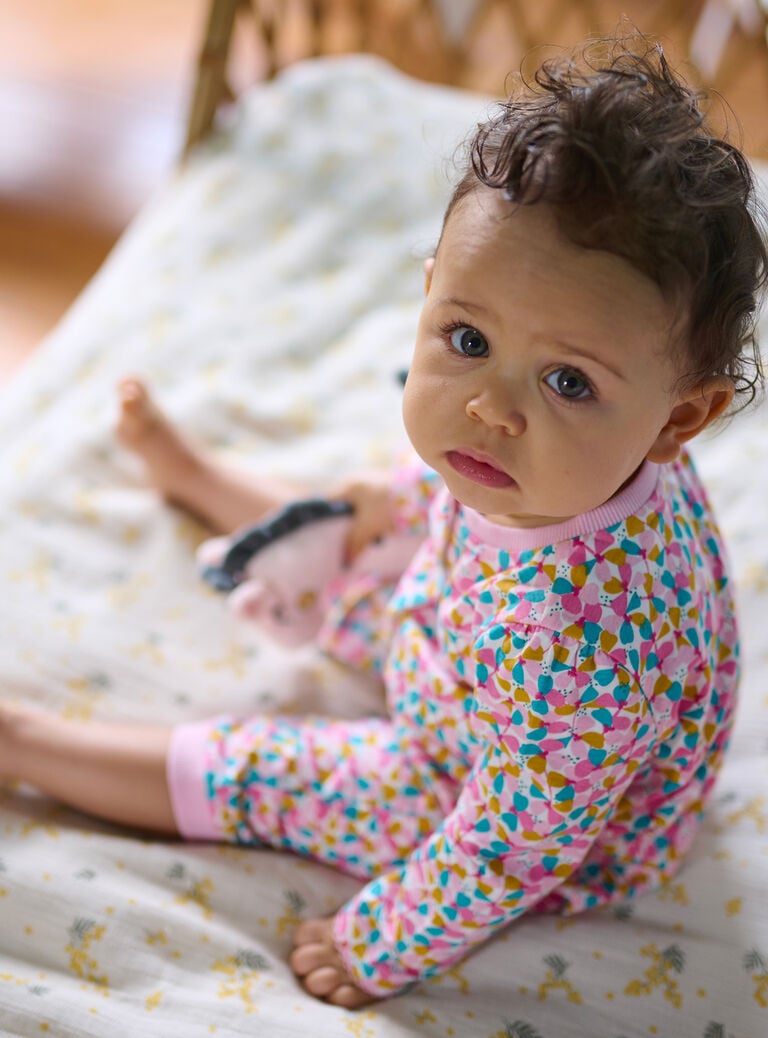 Grenouillère multicolore à imprimé fleuri bébé fille
