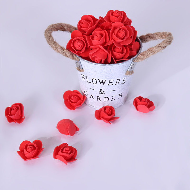 (500er Set) Ø30mm Romantische Blumen Konfetti Schaumstoff Rosen Deko Blumen - Rosa