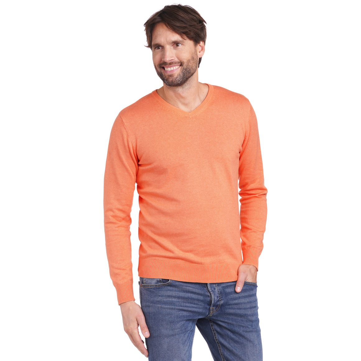 VanVaan Herren Feinstrickpullover mit V-Ausschnitt hellorange