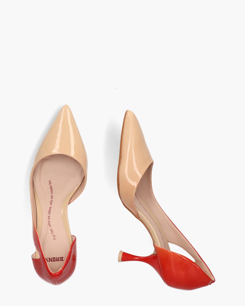 Bronx New Vivian Beige/Rood Damespumps
