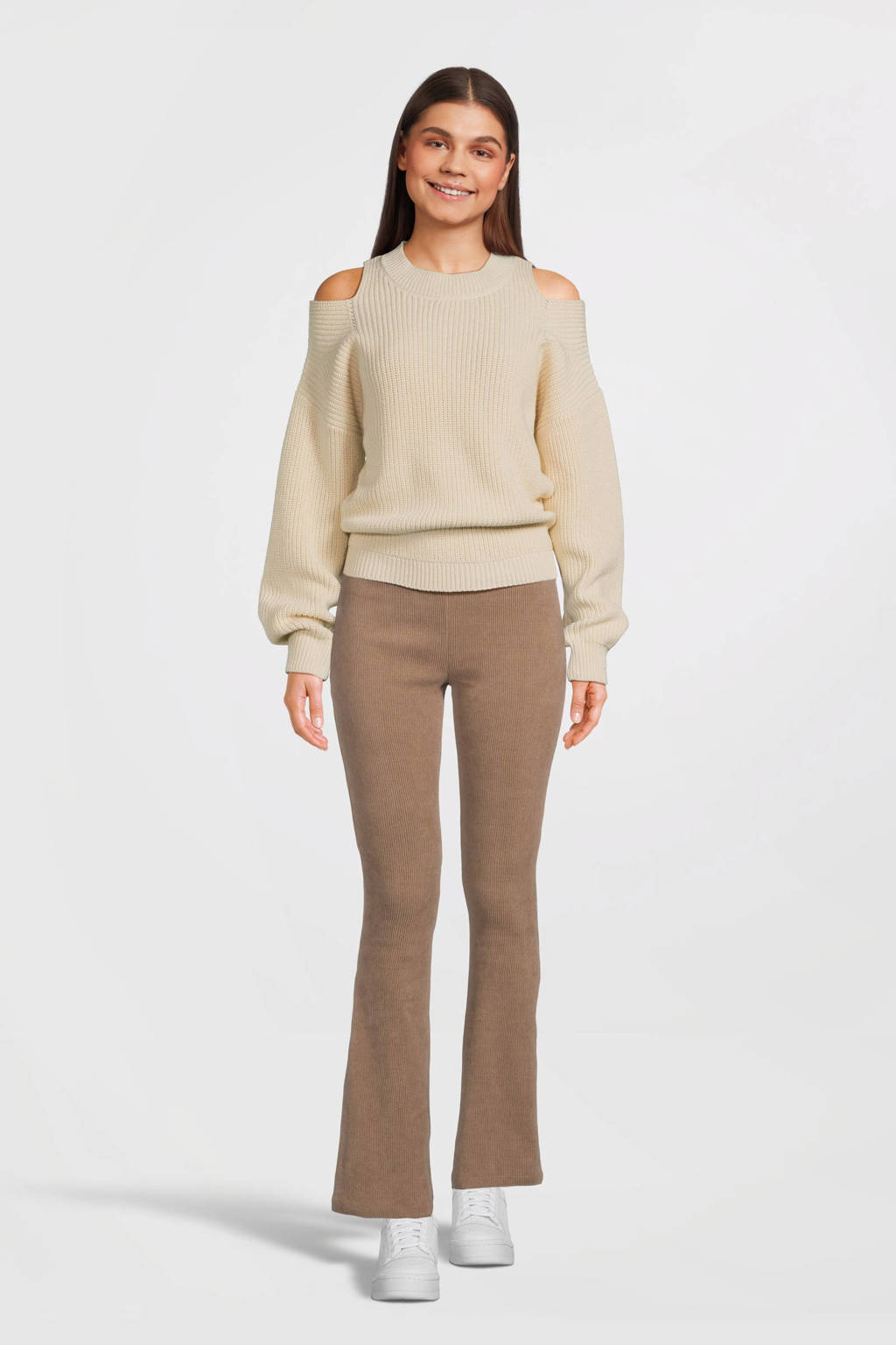 LOOXS corduroy flared broek greige