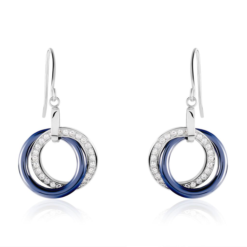 Boucles D'oreilles Pendantes Grizzel Argent Blanc Céramique Oxyde