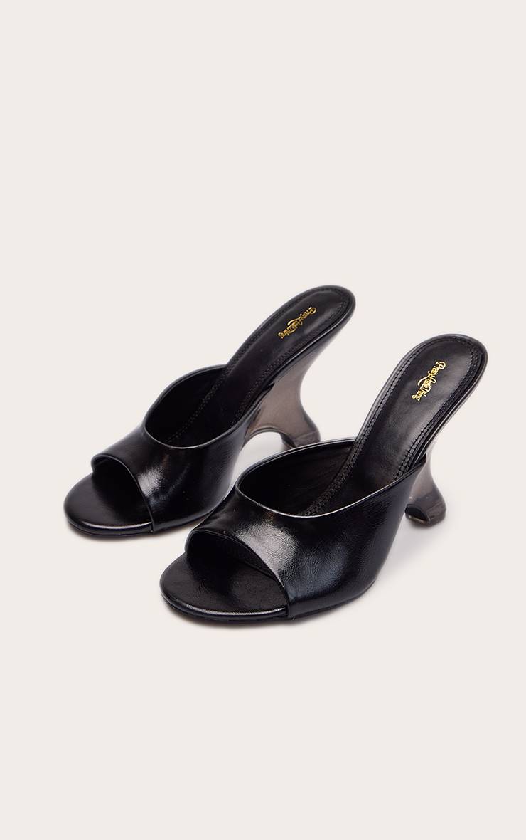 Noir Mules Compensées À Détail Perspex Incurvé