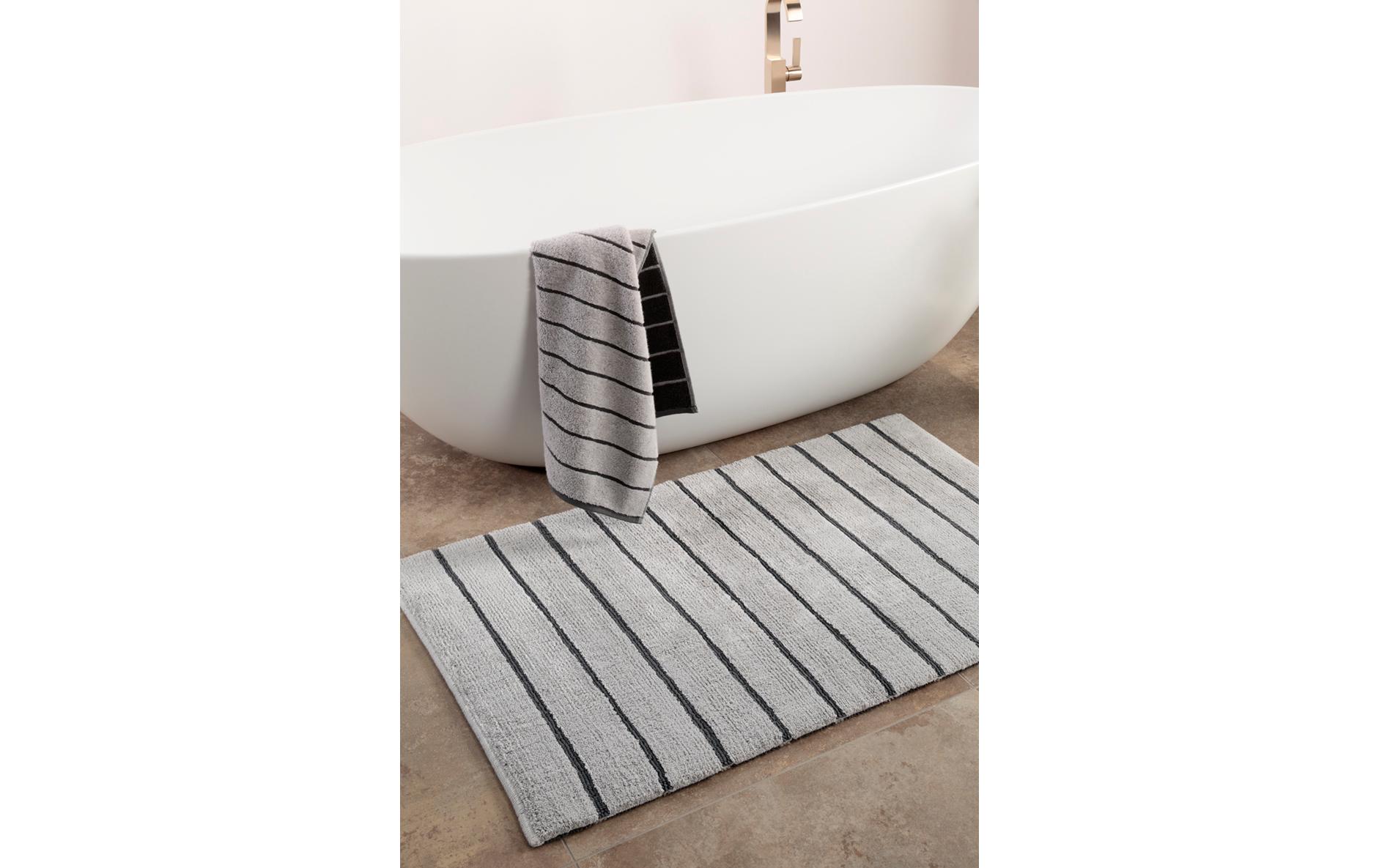 Badteppich Balance Doubleface 60 x 100 cm, Platin<br>Handgewebter Wende-Badteppich