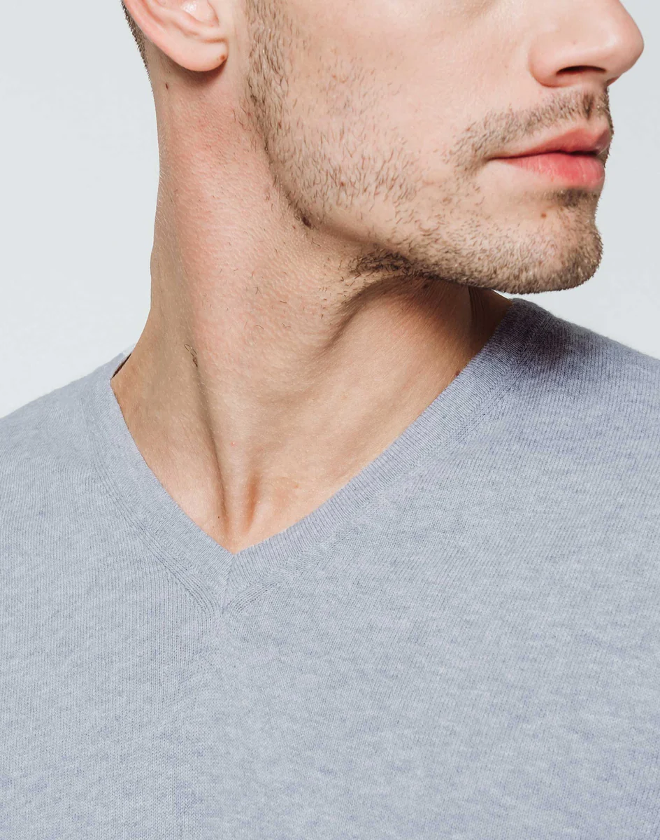 Pull Col V Gris Clair