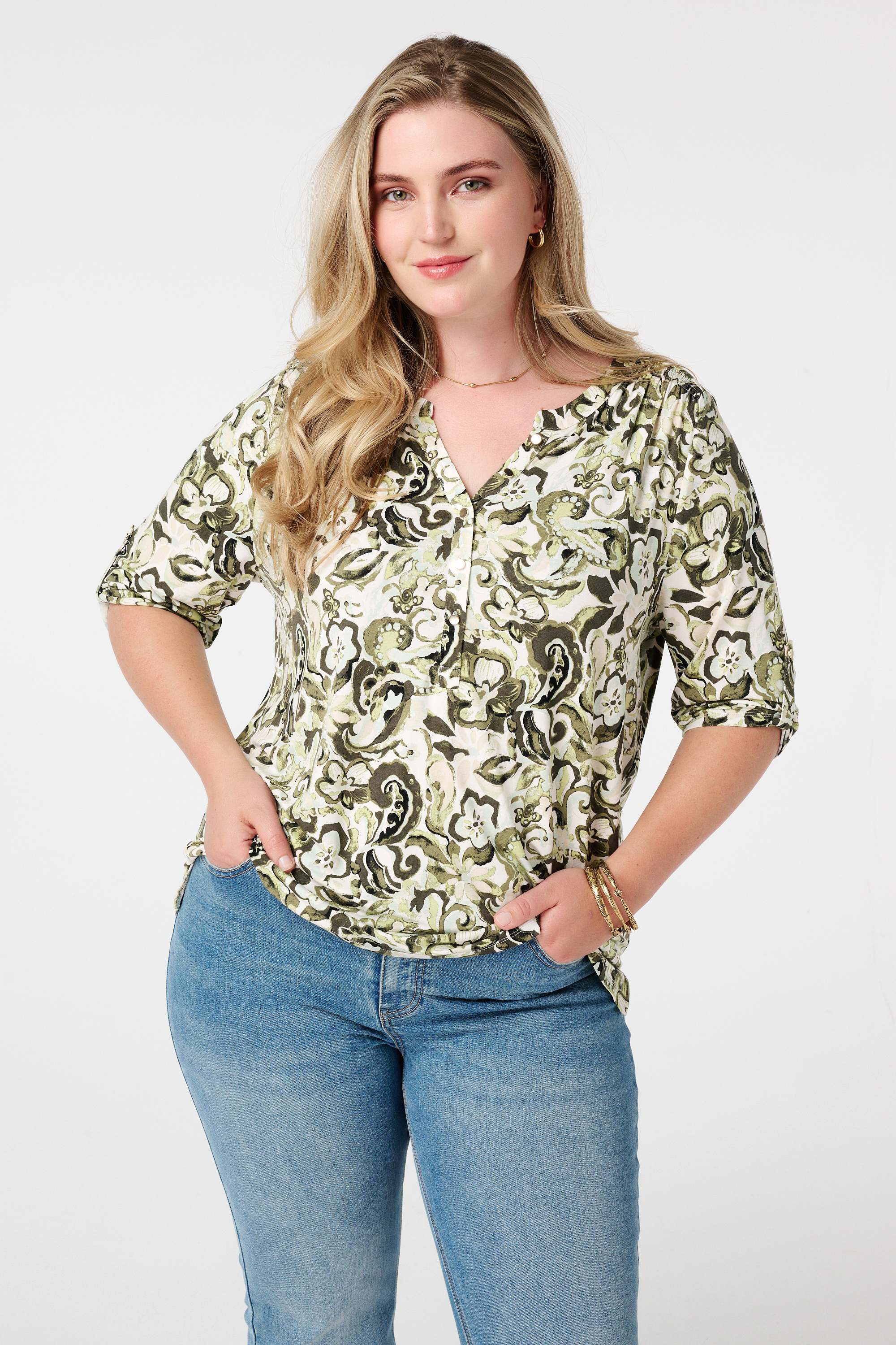 Top met print Multi Khaki