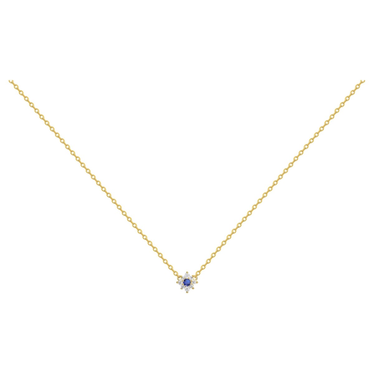 Collier mono-motif en Plaqué Or avec spinelle bleu saphir