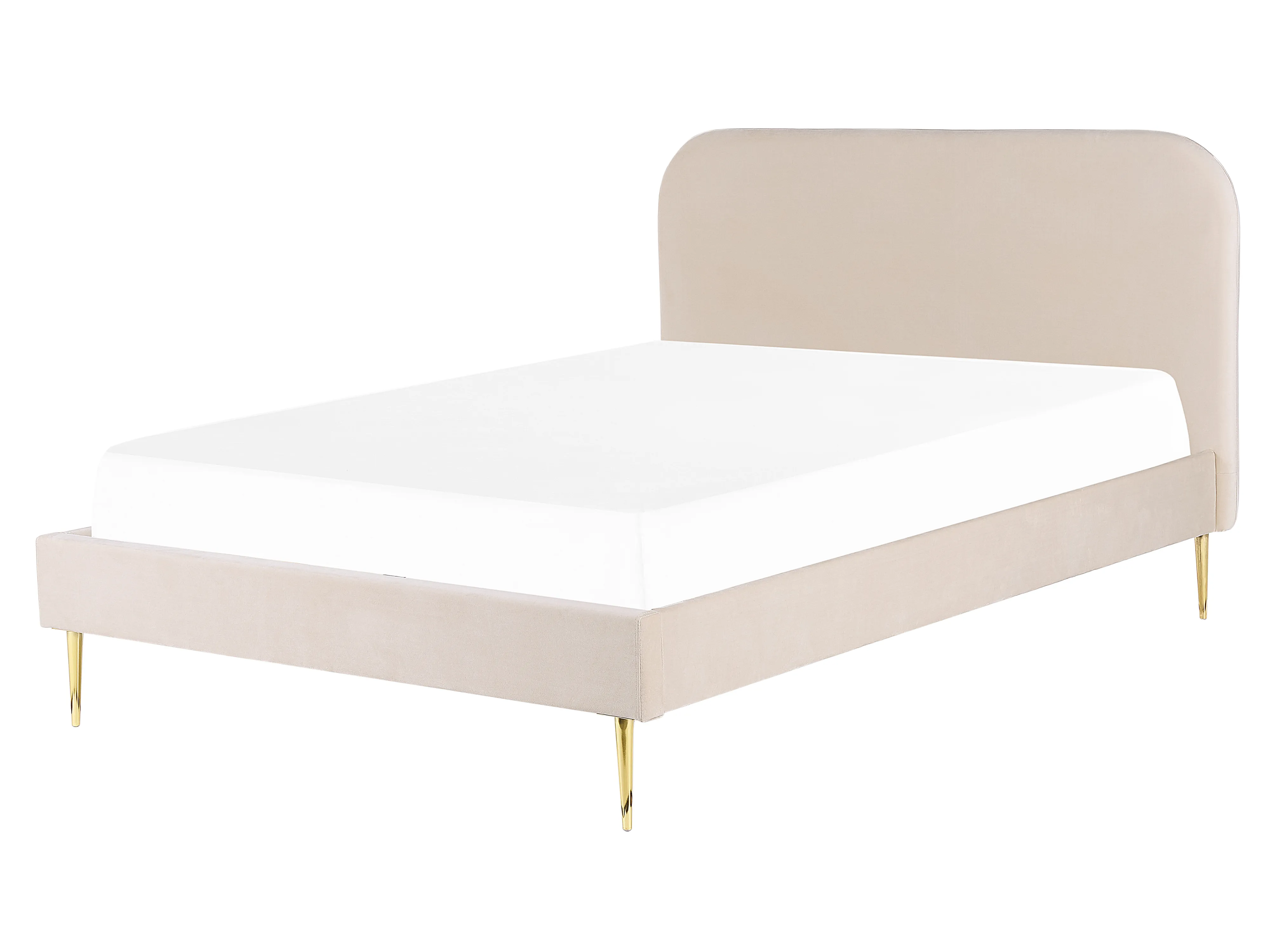 Bed Fluweel FLAYAT 160 x 200 cm Lichtbeige