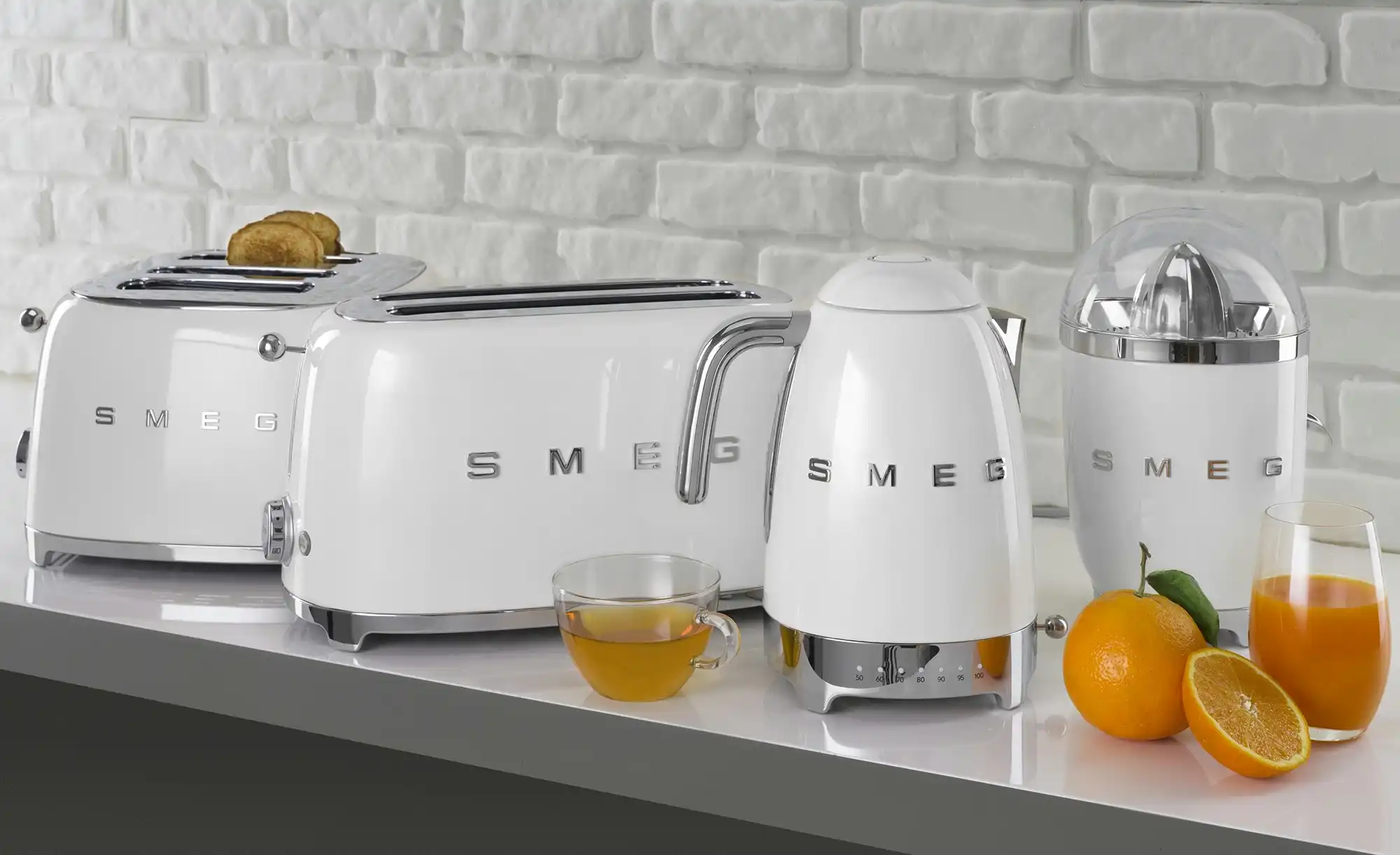 smeg 4-Slot-Toaster TSF03WHEU