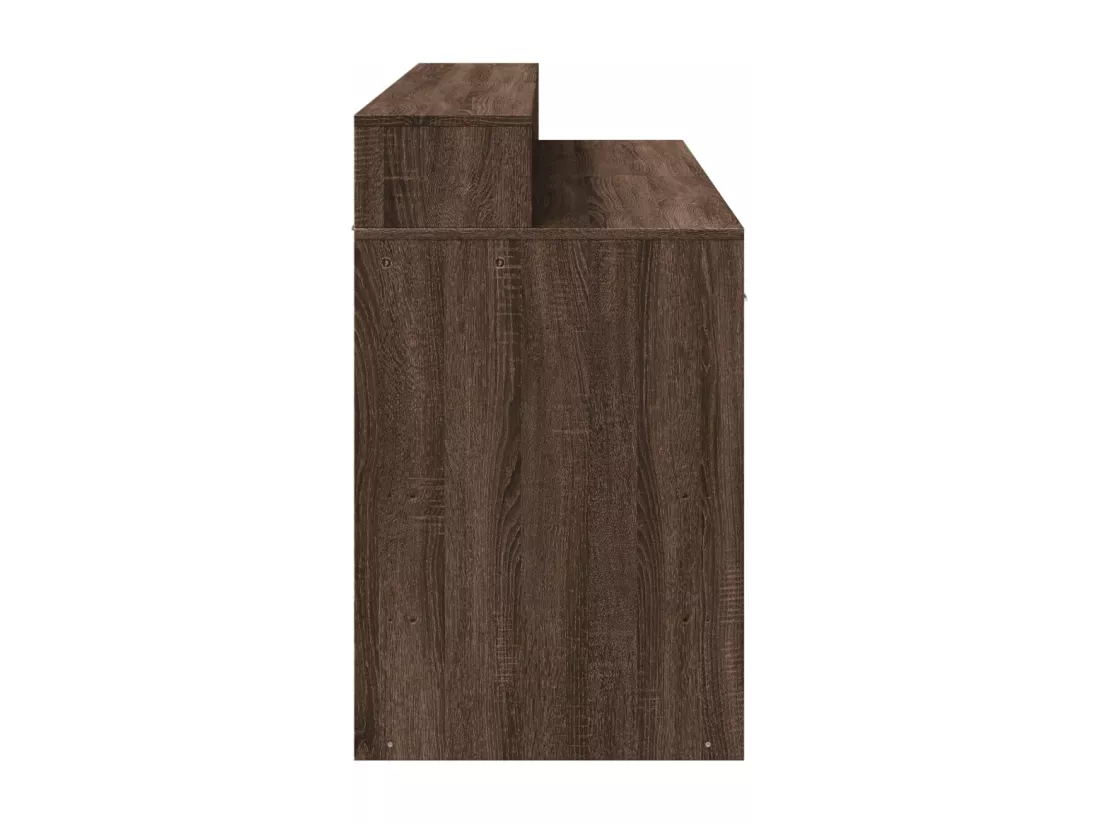 Bureau et lumières LED chêne marron bois d'ingénierie