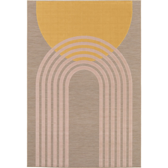 Tapis intérieur et extérieur en relief - luna - beige, jaune, rose - 160 x 230 cm