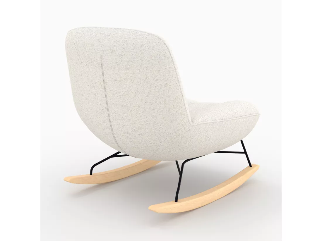 Rocking chair en tissu bouclette blanc cassé - Alvin