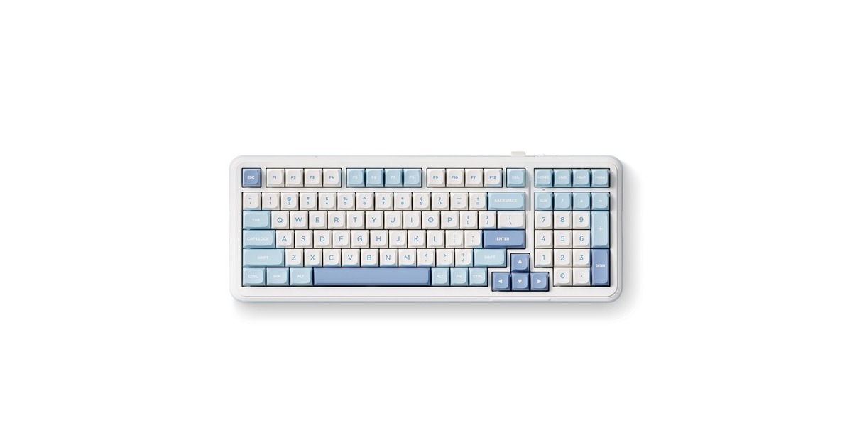 MCHOSEK99 Sky Blue Icy Creamsicle Wireless Gasket Mount Mechanical, toetsenbord  (Wit/lichtblauw, US lay-out, Kailh Box Icy Creamsicle, 98%, RGB, Hot swap, Double-Shot PBT, draadloos / Bluetooth / USB-C)