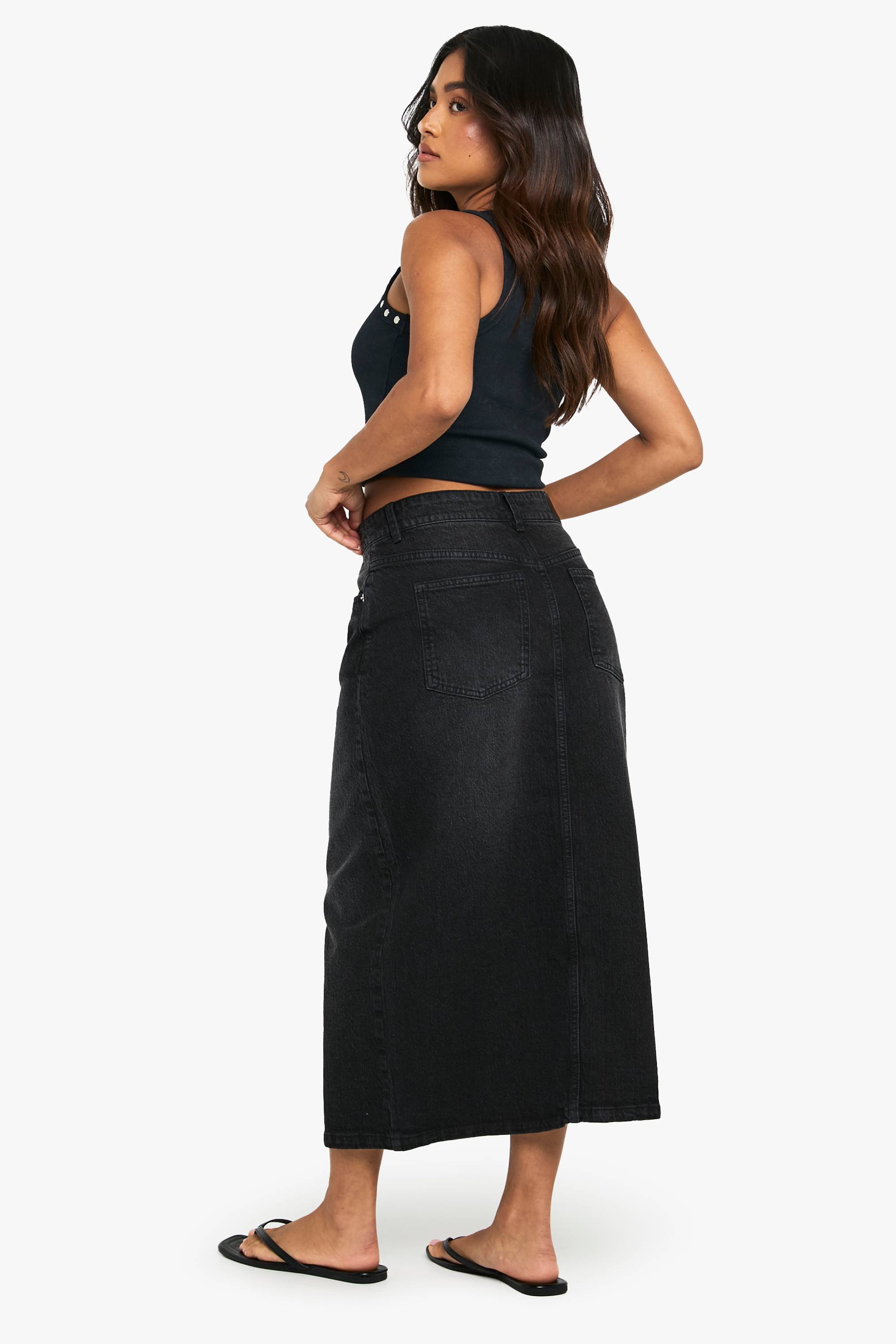 boohoo Jupe Midi En Denim Petite