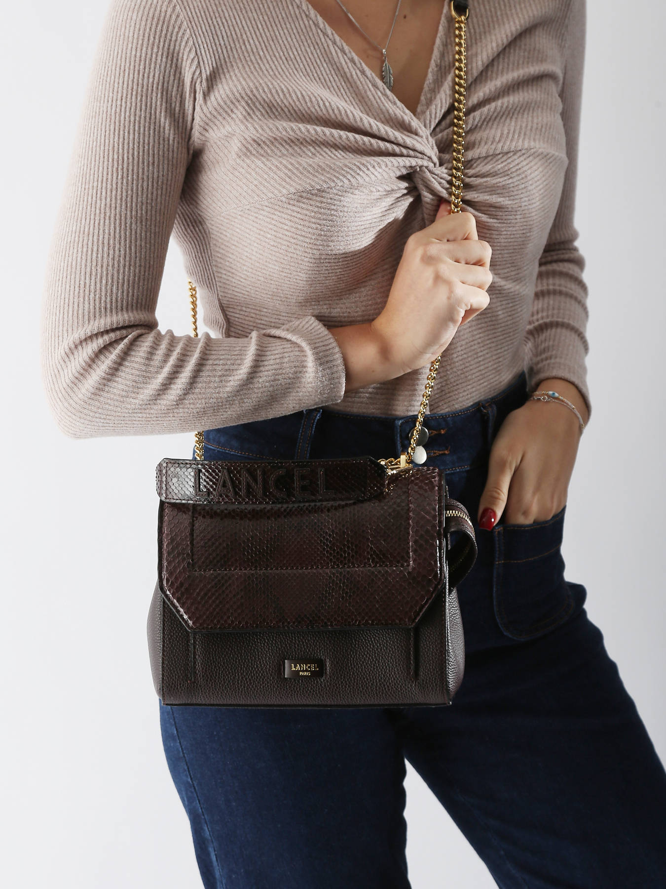 Sac  main M Ninon Python LANCEL