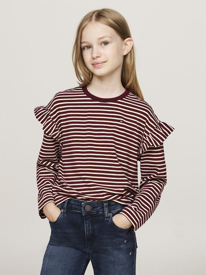 Tommy Hilfiger STRIPE TEE LS Deep rouge stripe