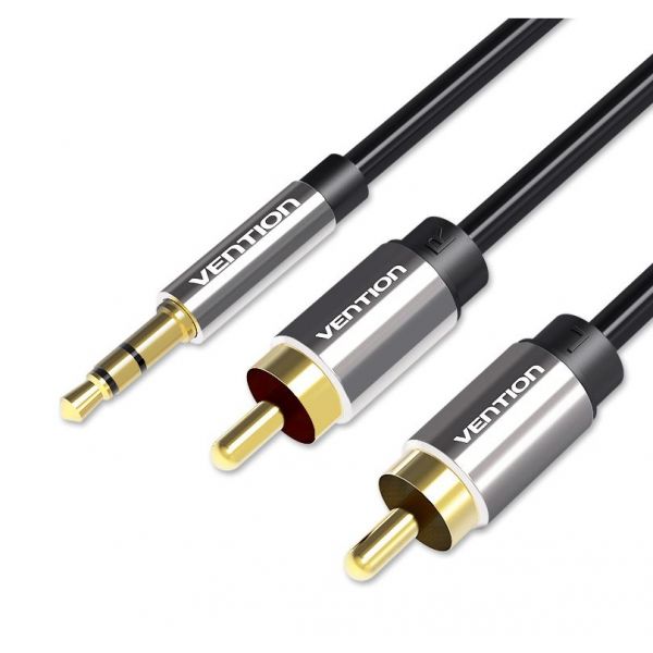 Vention BCFBG Cabo de Áudio Jack 3.5mm 2 x RCA Alumínio 1.5m Preto