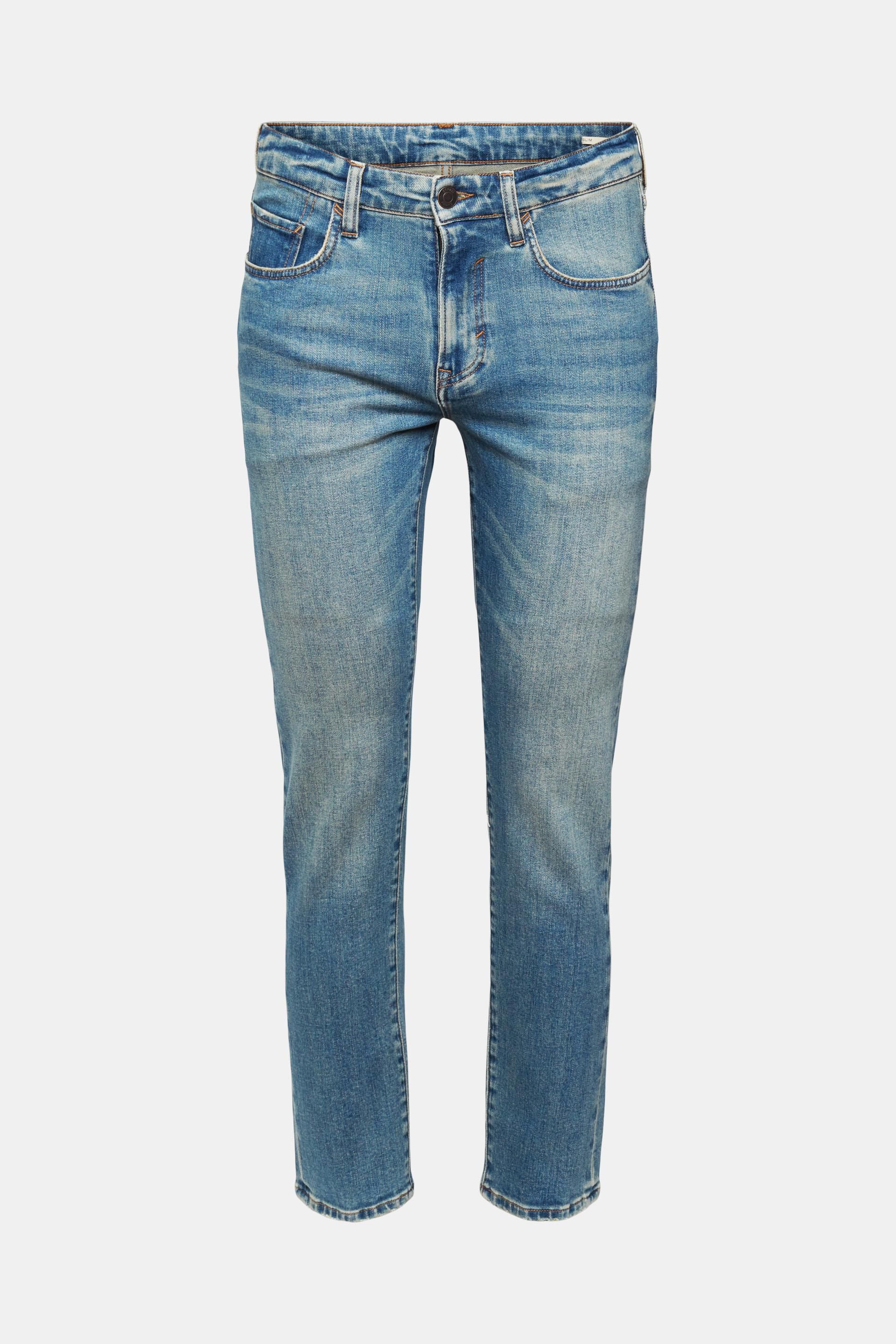 Jean Slim à la finition stone washed, coton biologique