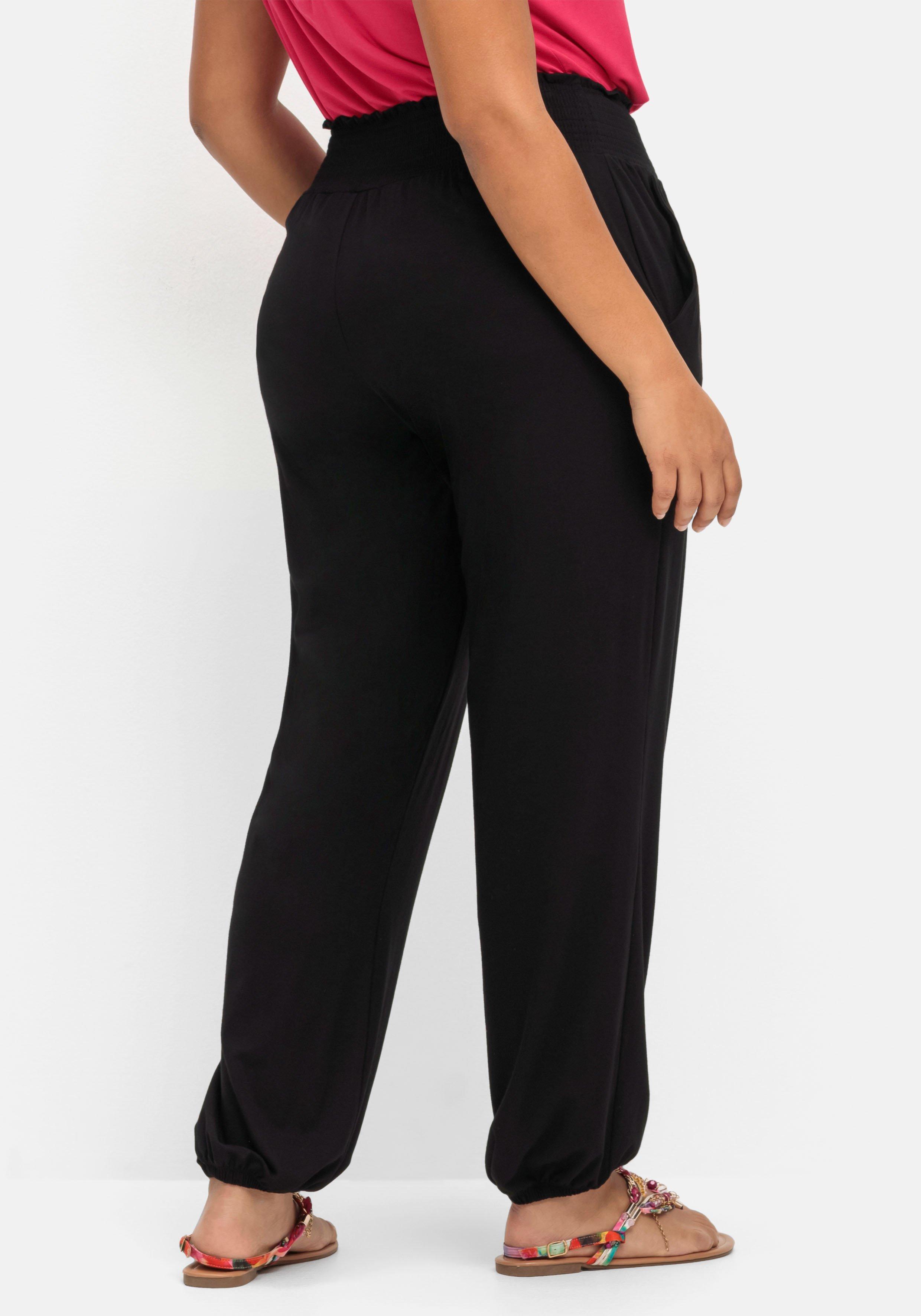 Jerseyhose mit Smokbund und Gummibündchen