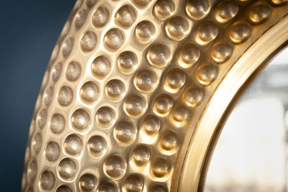 Handgearbeiteter Wandspiegel ORIENT 60cm gold im Hammerschlag Design aus Metall