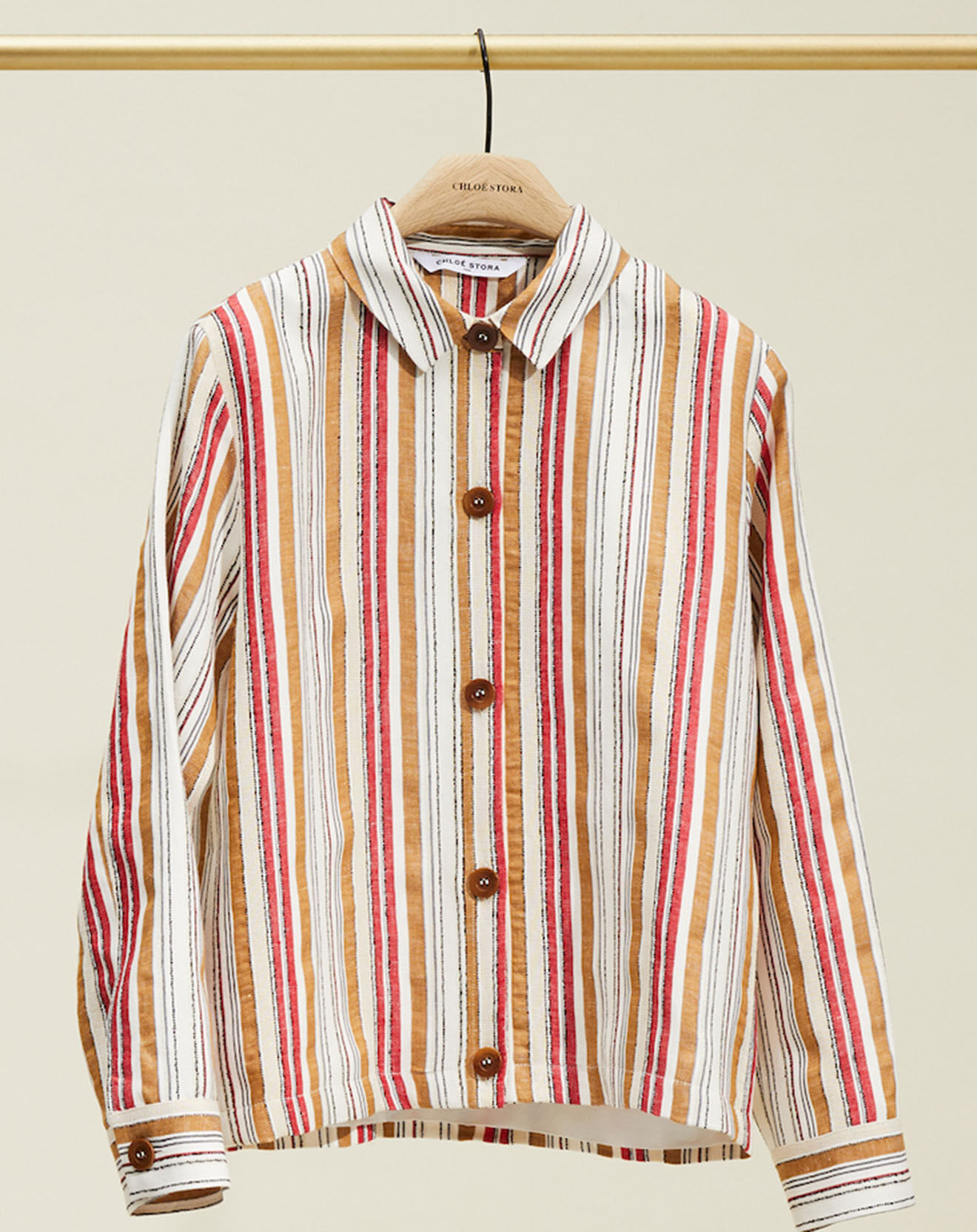 Chloé Stora Veste en Lin mélangé Veggie à rayures rouge