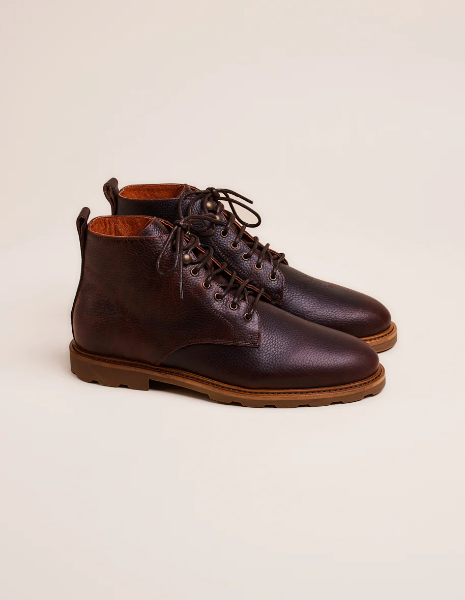 Bottines Eugène - Cuir pull-up grainé marron