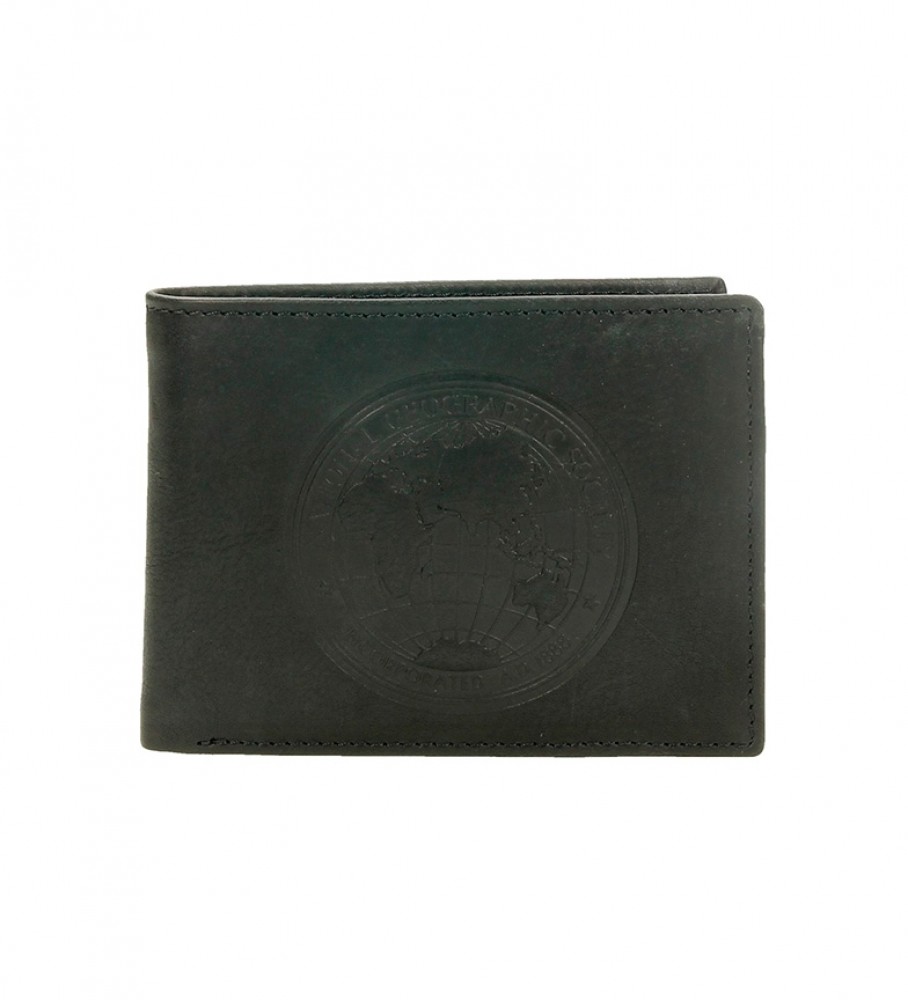 Carteira National Geographic Moscou em couro preto - 2x10,5x8 cm