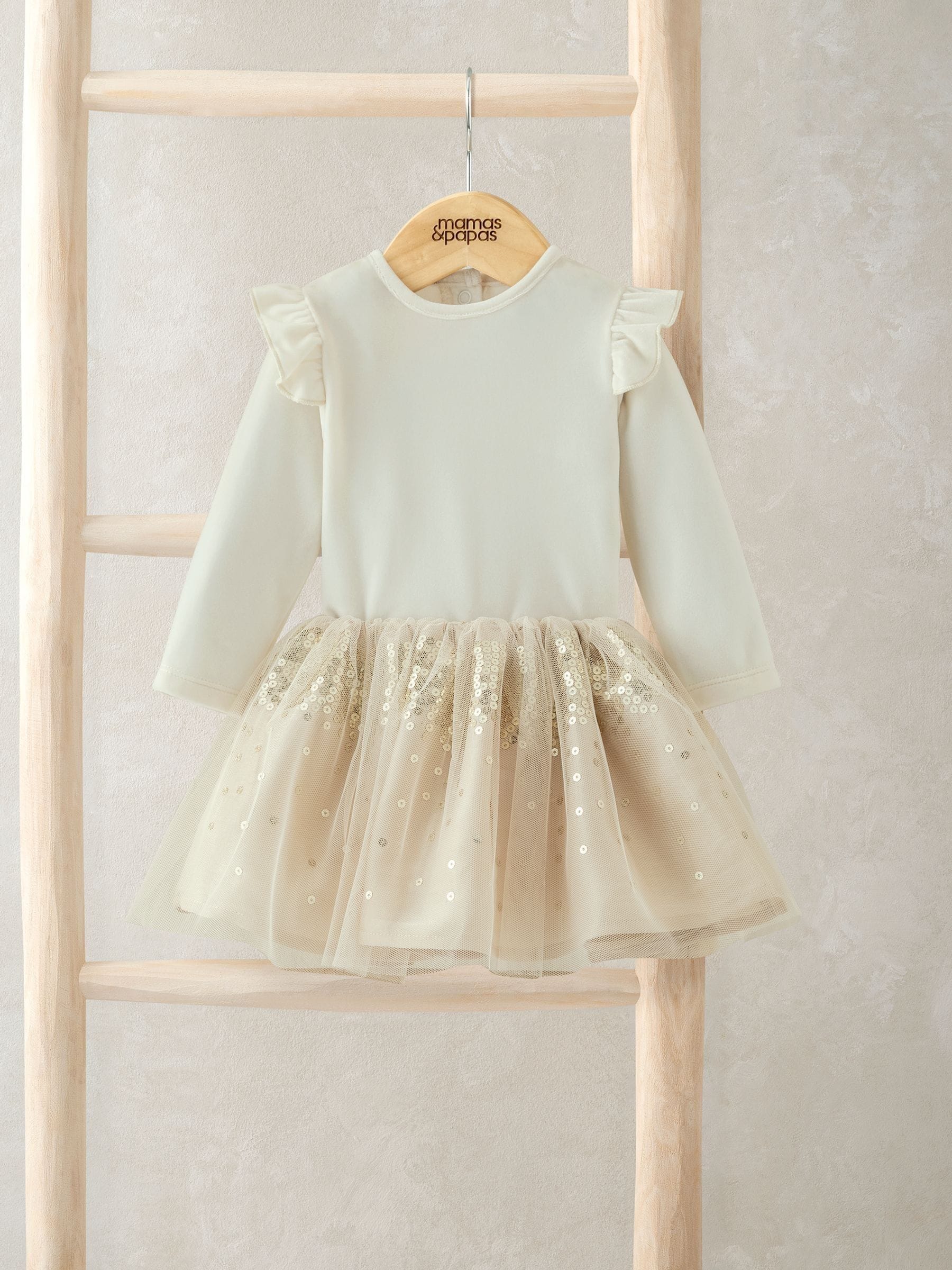 Mamas & Papas Velour Bodysuit & Sparkly Gold Tutu Set
