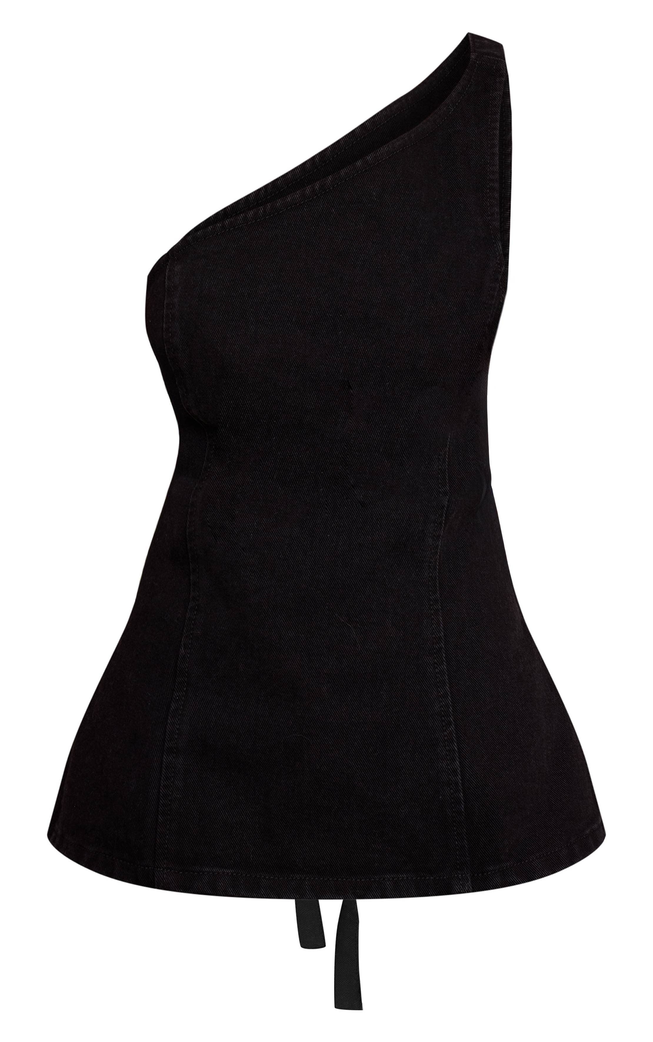Noir Haut En Denim Petite Asymétrique Dos Ouvert