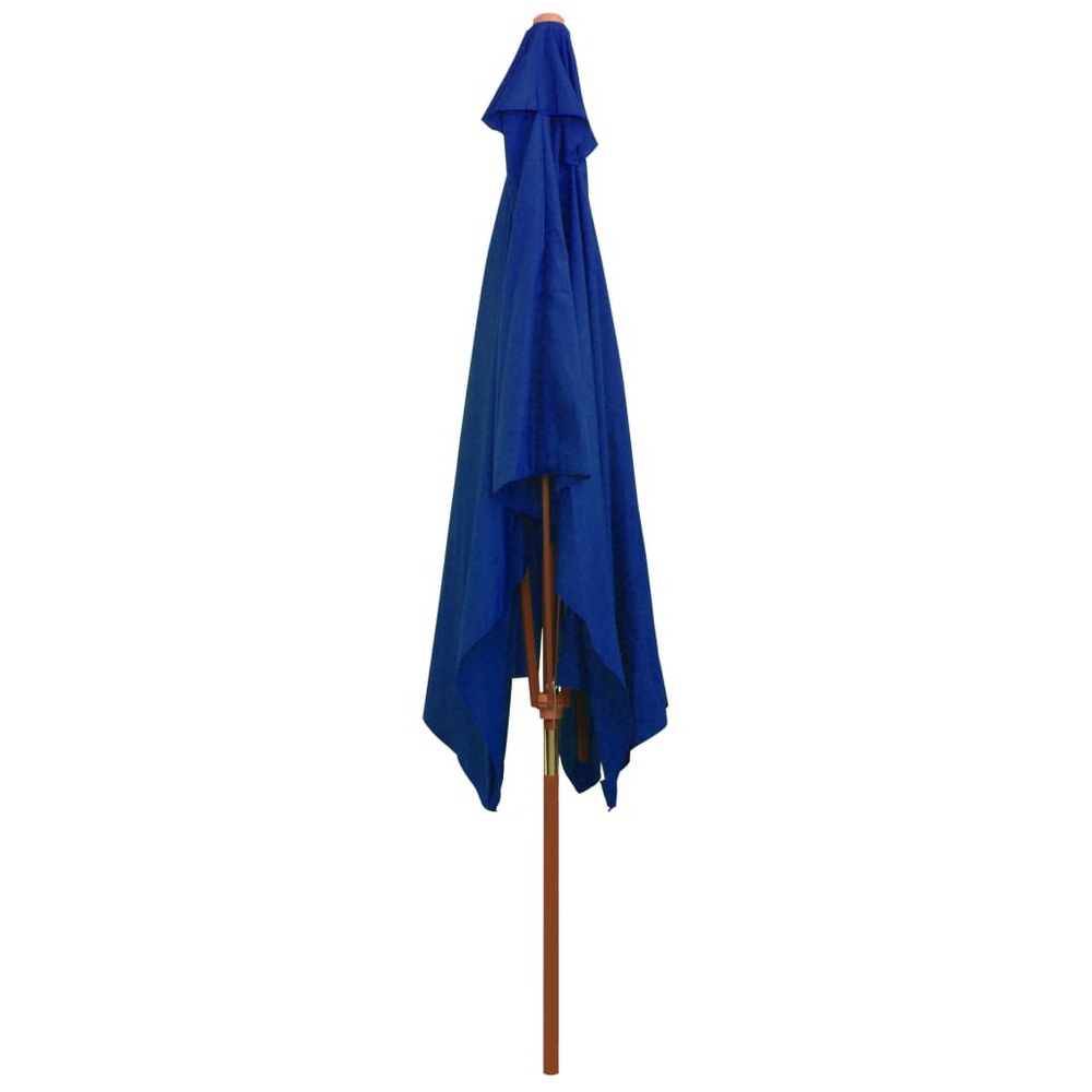 Parasol d'extérieur avec mât en bois 200 x 300 cm bleu
