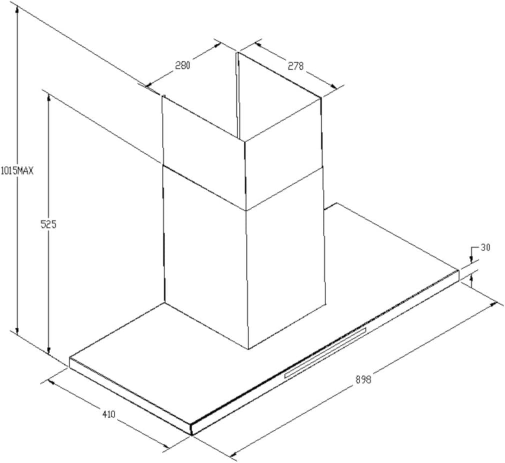 Wolkenstein Dunstabzugshaube WT3-90-A++BR | schwarz | 90cm Breite | nur 66 dB