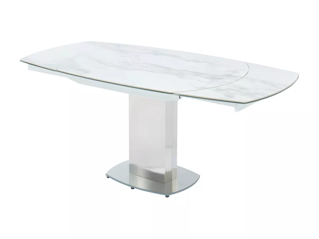 Table à manger extensible TALICIA - 4 à 6 personnes - Céramique et Acier - Effet Marbre
