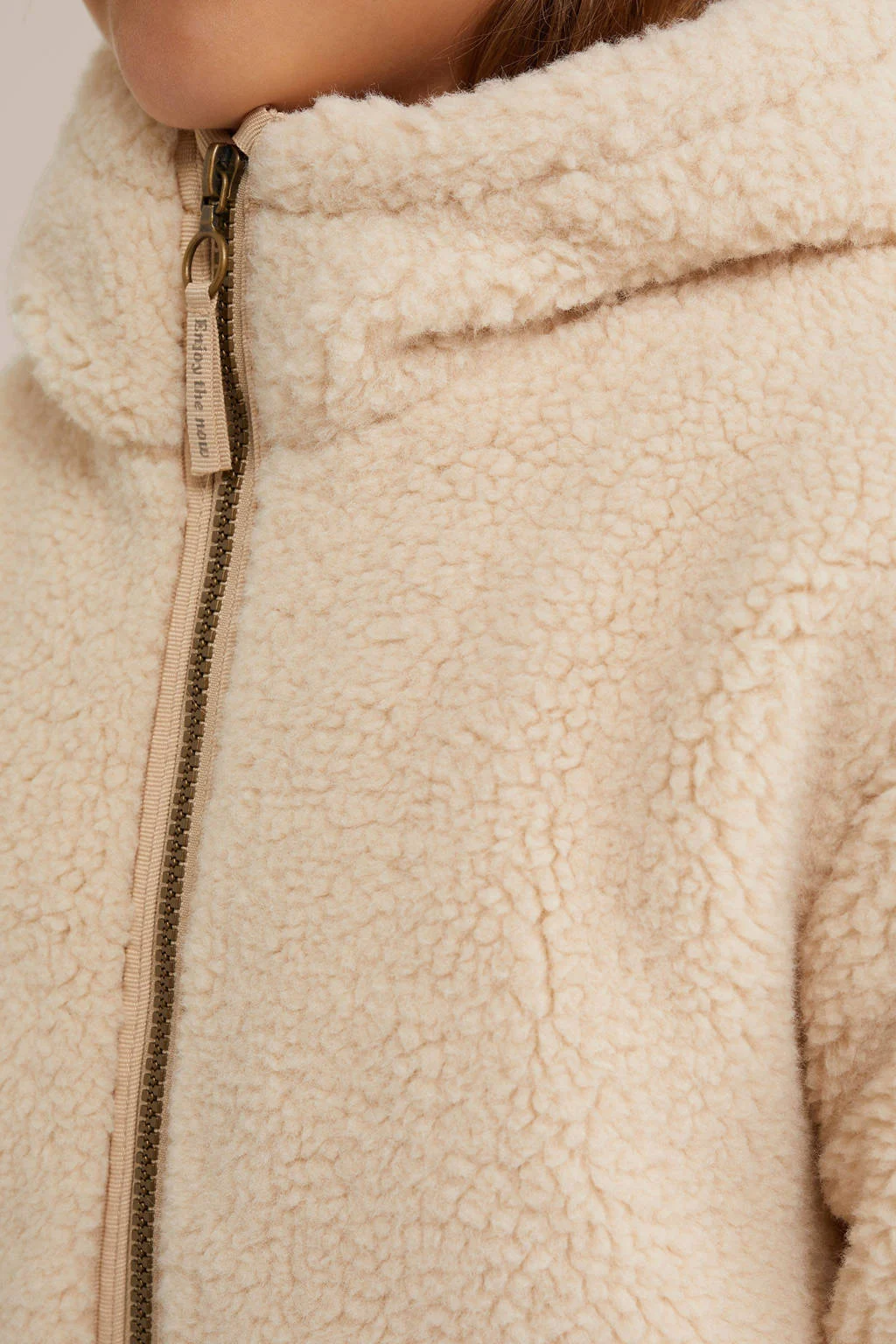 WE Fashion teddy winterjas beige