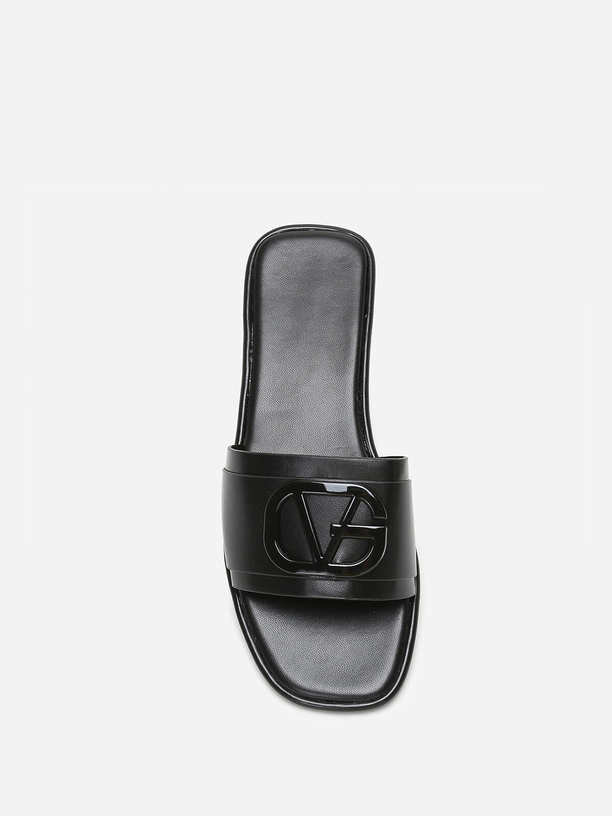 Mules carrées à boucle métallique- Noir